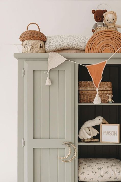 Mushroom Basket, Antique Wardrobe, Motherhood Lifestyle, Olli Ella, Baby Room Organization, Toddler Girl Room, Baby Room Inspiration, Nursery Room Inspiration, Neutral Home