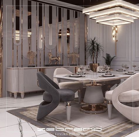 Futuristic Dining Room, Luxury Classic Dining Room, Luxury Dining Room Design, Luxury Dining Room Tables, Mirror Dining Table, Luxury Dining Room Decor, Dining Room Design Luxury, Neutral Dining Room, Dining Table Design Modern