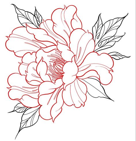Tattoo Japonais, Japanese Peony Tattoo, Red Flower Tattoos, Peony Flower Tattoos, Megan Williams, Peony Drawing, Backpiece Tattoo, Japanese Flower Tattoo, On Tattoo