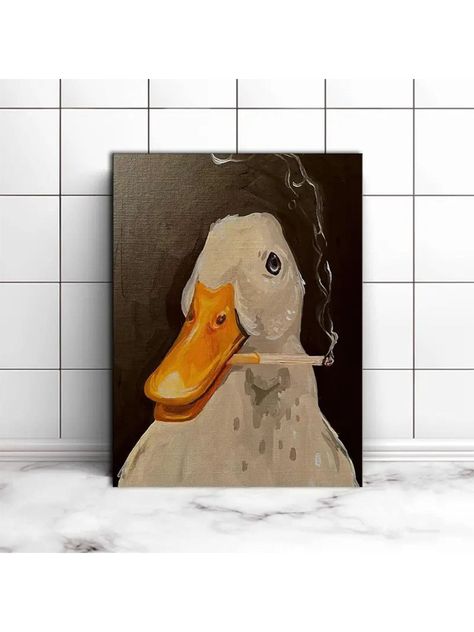 Add A Touch Of Fun To Your Home Decor With This Fun Duck Smoking Canvas Poster - No Frame RequiredI discovered amazing products on SHEIN.com, come check them out! Duck Paintings On Canvas, Duck Canvas Painting, Duck Poster, Goose Drawing, Art Mignon, Duck Art, Canvas Painting Designs, Home Decor Paintings, Diy Canvas Art Painting