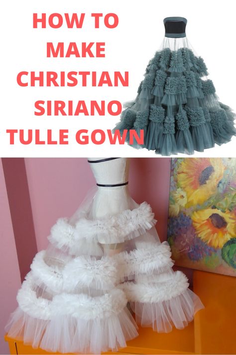 in this tutorial I show you how to make this beautiful tulle gown by christian siriano,enjoy,and if you like the video ,do not forget to like and subscribe,thank"s Ball Gown Tulle Dress, Couture Tulle Dress, How To Make A Ruffled Skirt, How To Sew Tulle To A Dress, Ruffled Tulle Skirt, Tulle Sewing Techniques, How To Sew Tulle Ruffles, Ball Gown Sewing Pattern Free, Tulle Ruffles Diy