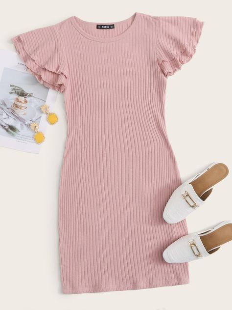 Trendy Dress Styles, Diy Vetement, Trendy Dress Outfits, Ribbed Knit Dress, Tween Outfits, Causual Outfits, Girls Fashion Clothes, Teenage Fashion Outfits, Knit Outfit