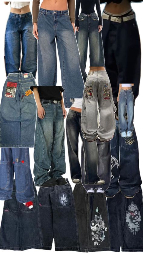 Baggy jeans love Baggy Jeans Amazon, 90s Aesthetic Clothing, Where To Get Baggy Pants, Thrifted Baggy Jeans, Where To Get Baggy Jeans From, New Jean Aesthetic, Baggy Bootcut Jeans, Cute Baggy Fits, Y2k Baggy Jeans Outfit