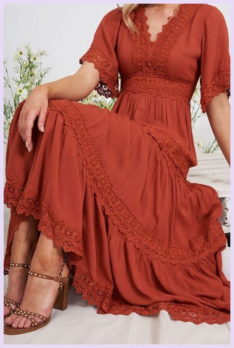 [PaidAd] 57 Great Bohemian Maxi Dress Long Sleeve Recommendations To Copy #bohemianmaxidresslongsleeve Rust Color Dress, Summer Soiree, Sitting Pretty, Bohemian Maxi Dress, Trim Detail, Long Sleeve Maxi Dress, Modest Dresses, Dress Beautiful, Mode Outfits