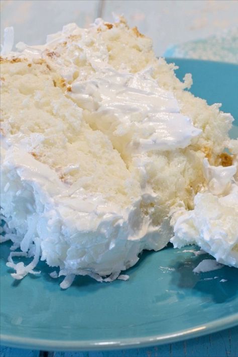 A slice of coconut cloud cake. Seven Minute Frosting, Coconut Cloud, Cloud Cake, Coconut Cake Recipe, Coconut Desserts, Dessert Aux Fruits, Delicious Cake Recipes, Sweet Breads, Coconut Recipes