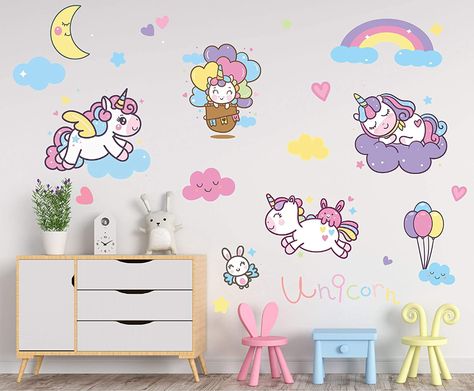 Small Room Girl, Unicorn Wall Decals, Unicorn Bedroom Decor, Unicorn Decal, Toddlers Room, Unicorn Wall Decal, Unicorn Bedroom, Girl Bedroom Walls