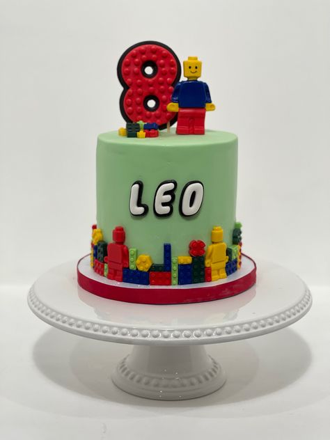 Rainbow Lego Cake, Lego Fondant Cake, Buttercream Lego Cake, Lego Theme Birthday Cake, Lego City Birthday Party Ideas, Lego Mario Cake, Lego Cake Ideas Boys, Lego Minecraft Cake, Lego Brick Cake