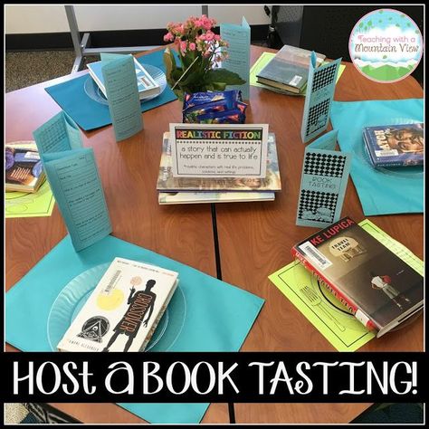 Host a Classroom Book Tasting! Your students will love sampling new books with this fun lesson! Fun Reading Ideas, Book Tasting Middle School, Art Projects For High School, Book Tasting, High School Reading, Literacy Night, Music Listening, Classroom Transformation, Library Activities