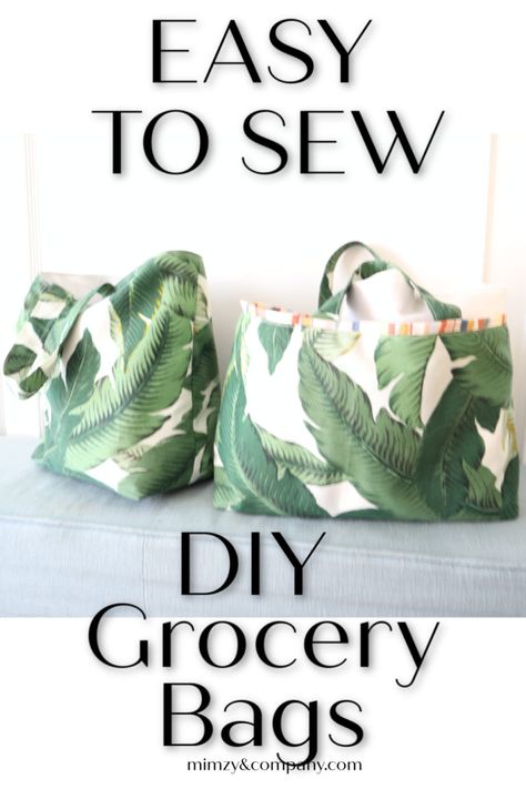 DIY re-usable grocery bags • mimzy & company Tote Grocery Bag, Couture, Tela, Cloth Grocery Bags Pattern, Handmade Grocery Bags, Sewing Reusable Grocery Bags, Diy Purses And Bags Easy, Sewing Grocery Bags, Diy Reusable Bags