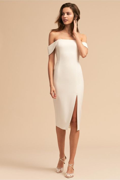 Adler Dress from BHLDN White Embelished Dress, Courthouse Wedding Dress, Column Wedding Dress, Off Shoulder Evening Dress, Wedding Dress Gallery, Popular Wedding Dresses, Rehearsal Dinner Dresses, Summer Trends Outfits, Dress Off Shoulder