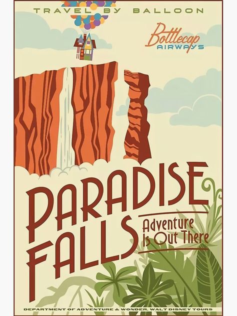 "The paradise falls poster" Poster for Sale by millersanthos8 | Redbubble Fantasy Posters, Vintage Disney Posters, Affiches D'art Déco, Paradise Falls, Foto Disney, Arte Van Gogh, Taylor Swift Posters, Plakat Design, Disney Posters