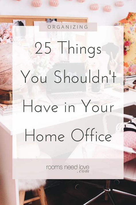 Decluttering your home office (or any place you work) will improve productivity & keep you less stressed. Use this list of 25 no-brainer items to declutter your office TODAY! Neutral Office Organization, Office Declutter Organization Ideas, Work Office Supply Closet Organization, Office Clutter Organization, Functional Work From Home Office, Work From Home Office Women, Home Office Decor Apartment, Declutter Office Space, How To Organize Your Office At Home