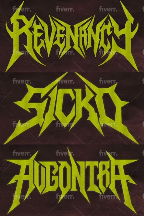 I will design a thrash metal and heavy metal logo Heavy Metal Lettering, Heavy Metal Logo Design, Heavy Metal Design, Metal Logo Design Ideas, Heavy Metal Typography, Metal Fonts Alphabet, Heavy Metal Font, Gothic Writing, Metal Typography