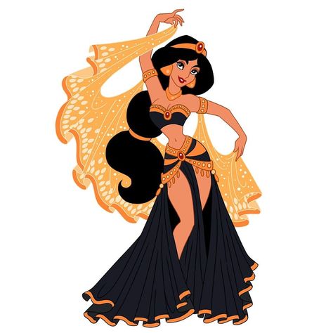 Jasmine [as a belly dancer] (Drawing by PaolaToscaArt @Instagram) #Aladdin Belly Dancer Drawing, Jasmine Drawing, Goth Disney Princesses, Aladdin Art, Dancer Drawing, Goth Disney, Disney Mignon, Jasmine Disney, Princess Illustration