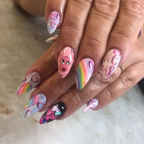 Steven Universe Nails Art, Mario Inspired Nails, Steven Universe Nail Art, Steven Universe Nails, Universe Nails, Cartoon Cats, Steven Universe Characters, Nail Inspiration, Cute Art Styles