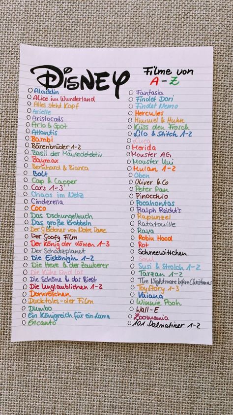 Movie Marathon Ideas, Disney Princess Movies List, Princess Movies List, Disney Films List, Disney Movie Marathon, Aladdin Film, Disney Bucket List, Disney Movies List, Tattoo Disney