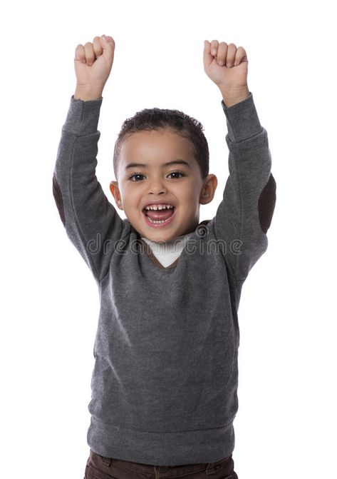 Happy Child with Hands Up. Isolated on White Background , #Sponsored, #Hands, #Child, #Happy, #Background, #White #ad Happy Background, Child Hand, White Bg, Happy Child, Happy Images, Hands In The Air, People Poses, Child Smile, Character References
