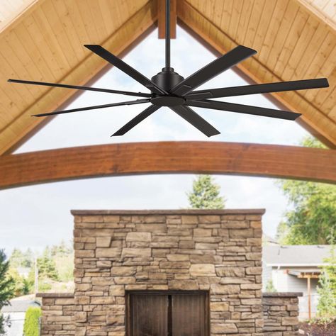 Minka-Aire Xtreme H2O 65-Inch 8-Blade Ceiling Fan in Coal Finish W/ Coal Blades - F896-65-CL. F896-65-CL. Outdoor Ceiling Fans. An outdoor version of one of our most popular large fan introductions, this industrial sized fan lends itself to any setting. The Xtreme H2O 65-Inch 8-Blade Ceiling Fan in Coal Finish W/ Coal Blades by Minka Aire is a sleek, contemporary design, complete with a DC motor and a choice of size and finish, making it perfect for large areas indoor or outdoor. This 65-inch in Outdoor Ceiling Fans Covered Patios, Ceiling Fan Cover, Patio Fan, Modern Industrial Design, Industrial Fan, Industrial Ceiling Fan, Porch Ceiling, Heat Waves, Patio Deck Designs