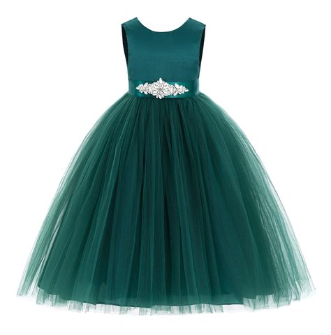 PRICES MAY VARY. Tulle; Satin Polyester Button closure Hand Wash Only Please look at OUR SIZE CHART in the photos for accurate measurement. Material: Soft Satin / Tulle This gorgeous flower girl dress features a open back satin bodice with elegant tulle skirt. The waistline is delicately decorated with a rhinestone ribbon. The elegant tulle skirt has 6 layers, top 3 layers are made of tulle. 4th is layer of soft satin, 5th layer is a netting attached to the 6th layer for additional fullness, the Flower Girls Green Dresses, Flower Girl Dresses Sage Green, Emerald Green Flower Girl Dress, Green Flower Girl Dress, Green Flower Girl Dresses, Girl Green Dress, Girls Sequin Dress, Rhinestone Ribbon, Satin Flower Girl Dress