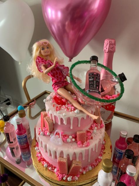 Birthday Cake For 21 Year Old Girl, Drunk Barbie Cake 21st, Drunk Barbie Cake, 21st Bday Cake, 20th Bday, Birthday Plans, Barbie Doll Cakes, Mermaid Barbie, 21st Birthday Photoshoot
