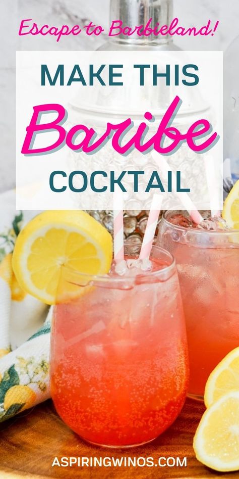 Barbie Cocktail Recipe | Barbie Movie Drink | Barbie Themed Cocktails | Barbieland | Kenergy | Barbie Movie | Pink Cocktail | Sweet Cocktail Recipe #summerdrinks #barbiecocktail #barbie #cocktailidea Movie Theme Alcohol Drinks, Barbie Theme Cocktail, Malibu Barbie Cocktail, Malibu Barbie Drink, Barbie Cocktail Drink, Barbie Drinks Alcohol, Movie Cocktails, Barbie Drink, Pink Cocktail Recipes