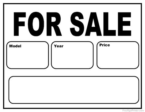 Printable- Car for Sale Sign Car For Sale Sign Printable, For Sale Signs Design, Car For Sale Sign, Yard Sale Printables Free, For Sale Sign Design, Yard Sale Printables, For Sale Template, Ef Civic, For Sale Signs