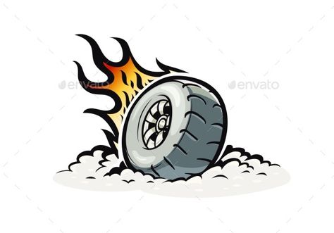 Car Wheel With Burning Fire Tattoo White Background, Gear Illustration, Tire Vector, Wheel Tattoo, Fire Gear, Fire Vector, Car Logo Design, House Logo Design, Car Drawing