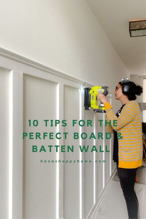 Accent Wall Hallway, Hallway Board And Batten, Board And Batten Hallway, Modern Organic Decor, Batten Diy, Diy Board And Batten, Garden Pallet, Backyard Seating Area, Board And Batten Wall