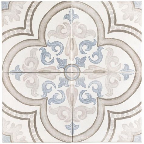 Ivy Hill Tile Valencia Multi-Color Encaustic 8 in. x 8 in. 9mm Matte Porcelain Floor and Wall Tile (26-piece 11.19 sq. ft. / box)-EXT3RD100972 - The Home Depot Valencia, Mediterranean Artwork, French Country Bathroom, Cleaning Tile Floors, Backsplash Wall, White Tile Floor, Ivy Hill Tile, Encaustic Tile, Commercial Flooring