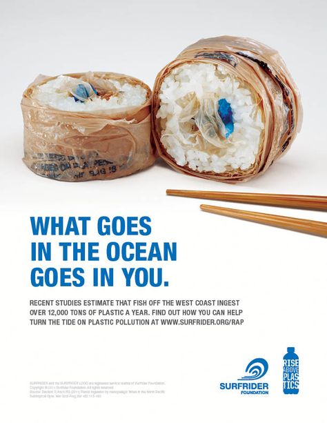 Surfrider's Rise Above Plastics Campaign will get you thinking twice about littering on the beach. Surfrider Foundation, Clever Advertising, 광고 디자인, Graphisches Design, Desain Editorial, Great Ads, Plakat Design, Guerilla Marketing, Plastic Pollution