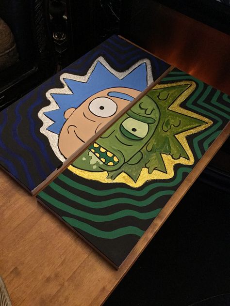 Rick And Morty Art Ideas, Painting Ideas On Canvas Rick And Morty, Canvas Painting Ideas Rick And Morty, Rick And Morty Bedroom Ideas, Rick And Morty Room Decor, Easy Rick And Morty Painting, Rick And Morty Portal Painting, Rick And Morty Draw Trippy, Rick And Morty Paintings