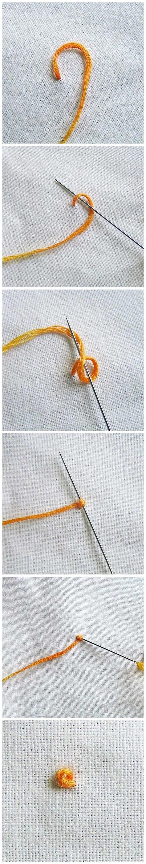 Get that French knot exactly where you want it. Colonial Stitch, French Notes Embroidery, Colonial Knot, 8 Knot, Knot Embroidery, Knot Tutorial, Sulaman Pita, Pola Bordir, 카드 디자인