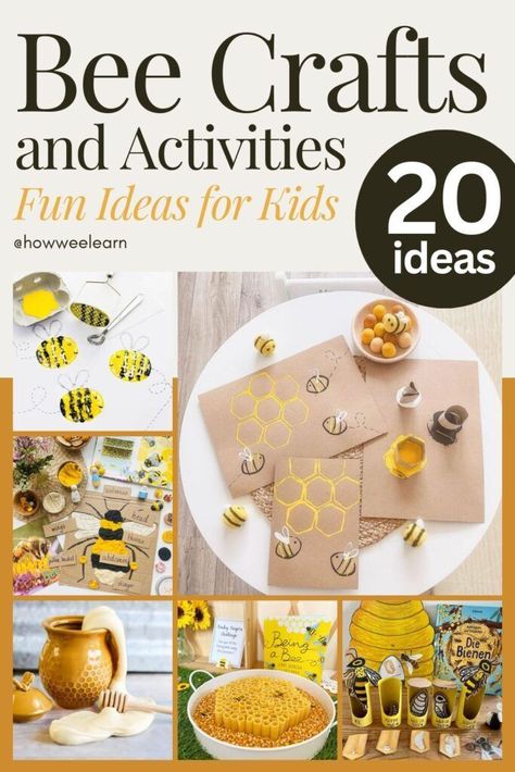 Buzz on over to find the cutest bee crafts for kids! There are bee crafts here for toddlers, preschoolers, and school age kids as well. Perfect for a bee theme! Beehive Preschool Craft, Bee Day Activities For Toddlers, Bee Art Toddlers, Bee Kindergarten Craft, Bee Montessori Activities, Insect Learning Activities For Preschool, Bee Honeycomb Art, Preschool Bee Art, Learning About Bees Preschool