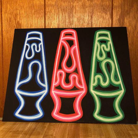 Painting Ideas On Canvas Led Lights, Drippy Things To Draw, Cool Neon Paintings, Simple Trippy Painting Ideas, Cool But Easy Paintings, Small Trippy Drawings, Lava Lamp Canvas Painting, Easy But Cute Paintings, Neon Letters Painting