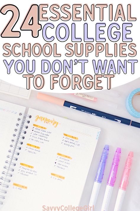 College Supplies List School Essentials, Online College Supplies List, College List School Supplies, College Needs School Supplies, College Class Supplies List, School Supplies For College Freshman, Back To School Tips College, Collage School Supplies List, School Supplies University