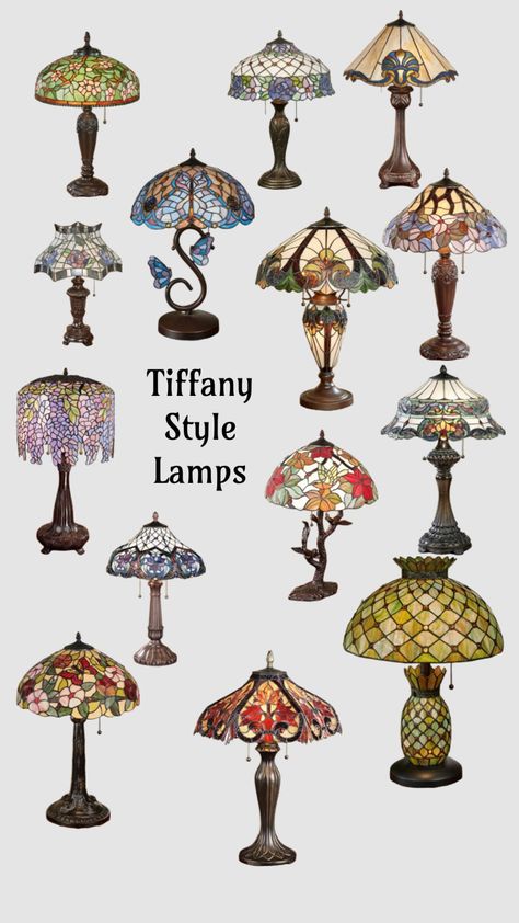 Vintage Stain Glass Lamps, House Astethics Vintage, Art Nouveau Bedding, Lamp Stained Glass Design, Lamp Vintage Aesthetic, Toffany Lamp, Whimsigoth Lighting, Cool Room Lamps, Vintage Lamps Living Room