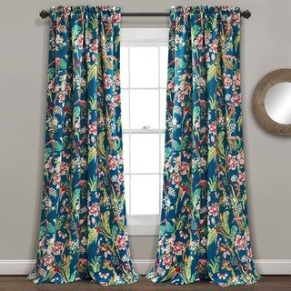 French Country Curtains, Toile Curtains, Navy Curtains, Light Blocking Curtains, Floral Room, Country Curtains, Lush Decor, Window Ideas, Floral Curtains