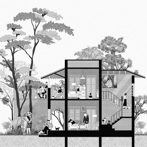 ✏️Drawings by @hossen.works . . . . . . . . . . #drawing #archdl #superachitects #animationproject #architectureonpaper #futurearchitects… | Instagram Croquis, Architecture Working Drawings, Urban Floor Plan, Architecture Drawing Black And White, Black And White Rendering Architecture, Black And White Architecture Drawings, Section Elevation Drawing, Architecture Drawing Section, Section Architecture Drawing