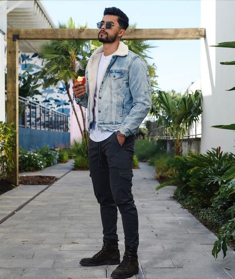 Jose Zuniga on Instagram: “The @jadeblack.co is NOW OPEN, click the link in the bio to shop!  These are the Euclids. Our new geometrical metal frames from…” Trucker Jacket Outfit, Jose Zuniga, Denim Jacket Men Outfit, Teaching Mens Fashion, Dapper Outfit, Look Festival, Suits Men Business, Denim Jacket Outfit, Denim Jacket Fashion