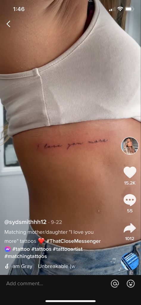 Small Tattoo Back Placement, Side Tattoos Women Writing, I Love You More Rib Tattoo, Dainty Script Tattoo Placement, Cursive Inner Arm Tattoo, Tattoo Ideas Love You To The Moon And Back, Rib Cage Tattoo Placement, Written Tattoo Placement Ideas, Tattoo Placement For Writing