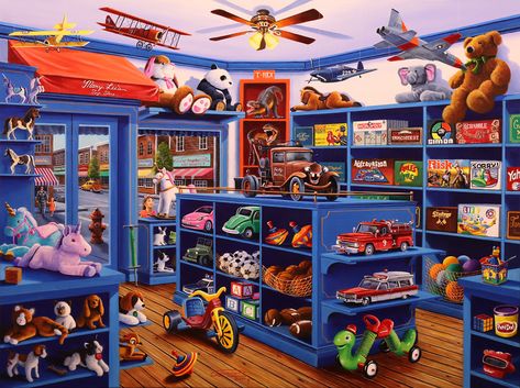 My Pet Arts: Geno Peoptes Toy Shop Display, Vintage Toy Display, Toy Store Design, Stationery Store Design, Christmas Toy Shop, Bicycle Store, Mary Lee, Loud House Characters, Toy Display