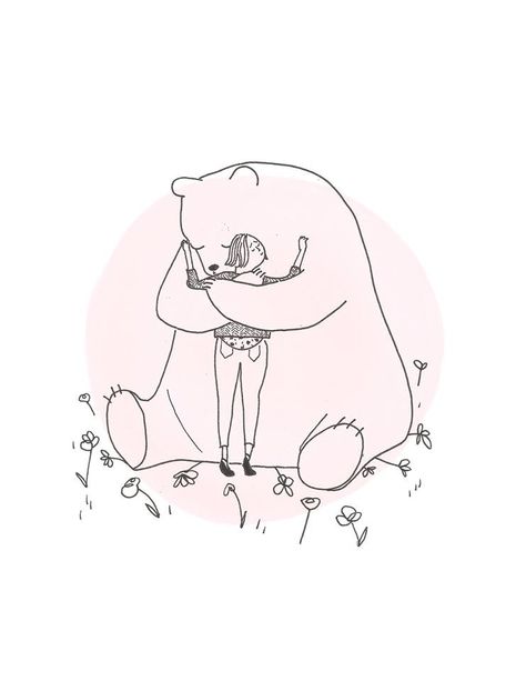 Hugging Drawing, Animal Illustration Kids, Bear Drawing, Bear Girl, Bear Illustration, Love Bear, Bear Hug, Bear Art, Animal Sketches