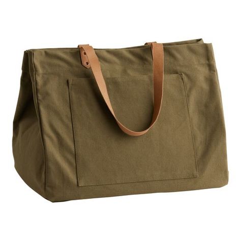 Large Olive Green Canvas Utility Tote Bag by World Market Utility Tote Bag, Rugs Outdoor, Everyday Tote Bag, Hot Bags, Utility Tote, Carryall Tote, Everyday Tote, Olive Green Color, Shopping World