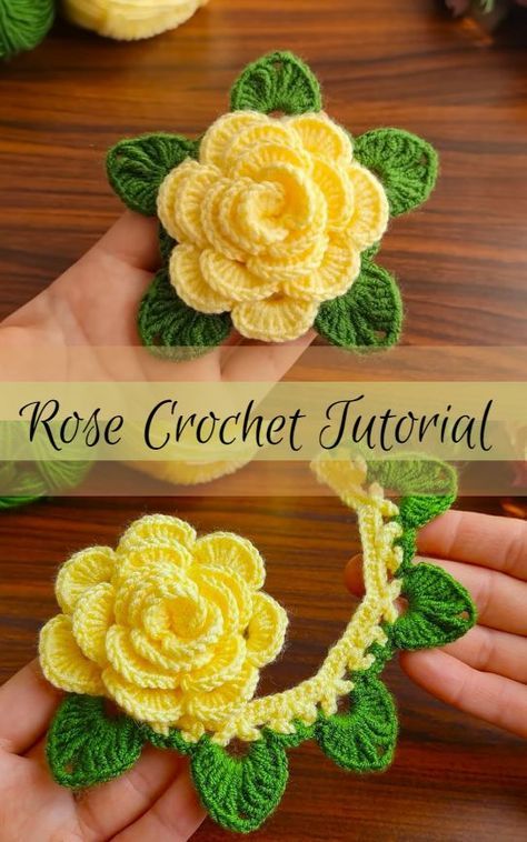 Rose Crochet Tutorial Free Crochet Rose Pattern, Crochet Small Flower, Crochet Succulent, Crochet Rose Pattern, Irish Crochet Flowers, Scrap Yarn Crochet, Crochet Embellishments, Rose Crochet, Crochet Flowers Easy