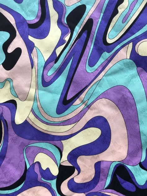 VTG PAROLARI PUCCI Milano RAW SILK SELF-EMBOSSED GEOMETRIC SWIRL PRINT FABRIC Ss23 Catwalk, Emilio Pucci Pattern, Pucci Fabric, Pucci Pattern, 70s Print, Pucci Vintage, Vintage Vogue Sewing Patterns, Pucci Print, Fashion Illustrations Techniques