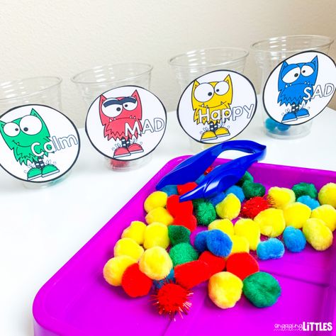 Emotion Fine Motor Activities, Feeling Sensory Bin, Self Regulation Activities For Preschoolers, Feelings And Emotion Activities For Preschool, Emotion Art For Toddlers, Toddler Emotions Activities, Feelings Toddler Activities, Prek Emotions Activities, Toddler Emotion Activities