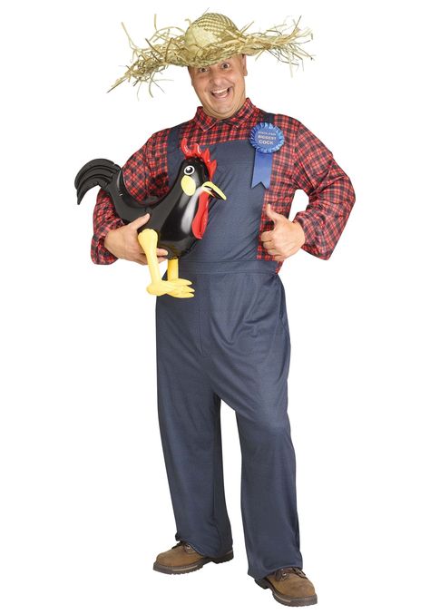 PRICES MAY VARY. Elastic,Polyester loop closure Size: Standard 100% polyester costume Shirt has hook and loop closure down center front Overalls have hook and loop fastener on the straps Elastic ankle cuffs This is a Men's Braggart Farmer Costume. - Shirt - Overalls - Prize Ribbon - Inflatable Rooster - Hat Farmer Costume Mens, Hillbilly Hat, Farmer Costume, Farmer Outfit, Men Costume, Halloween 2024, Unique Costumes, Costume Shirts, Large Hats