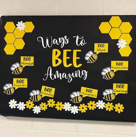 Form Display Board Ideas, Bee Theme Office Decor, Bulletin Board For School Office, English Activity Room Decorations, Notice Boards Ideas School, Preschool Office Bulletin Board Ideas, Wall Display Ideas Classroom, Work Notice Board Ideas, Group Charts For Classroom