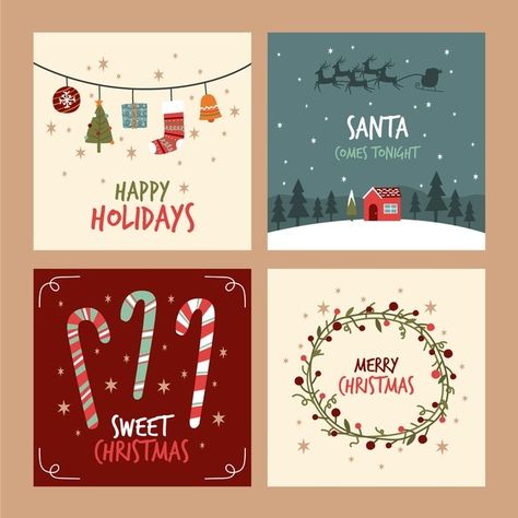 Christmas Cards Template Free, Drawn Christmas Cards, Christmas Cards Template, Hand Drawn Christmas Cards, New Year Card Design, Free Printable Christmas Cards, Happy Christmas Card, Hand Drawn Christmas, Holiday Card Template