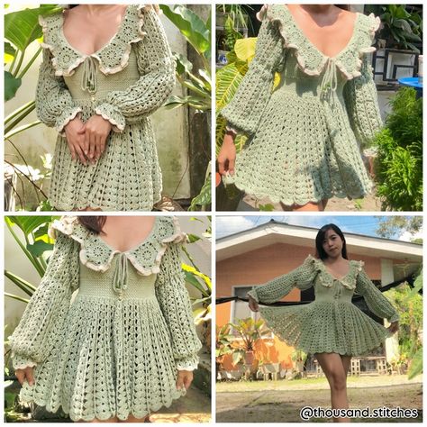 Crochet Fairycore Outfit, Grunge Fairycore Crochet, Difficult Crochet Patterns, Fantasy Crochet Clothes, Crochet Patterns Clothes Free, Crochet Fantasy Clothes, Whimsical Crochet Patterns, Fairycore Crochet Pattern, Modest Crochet Clothes